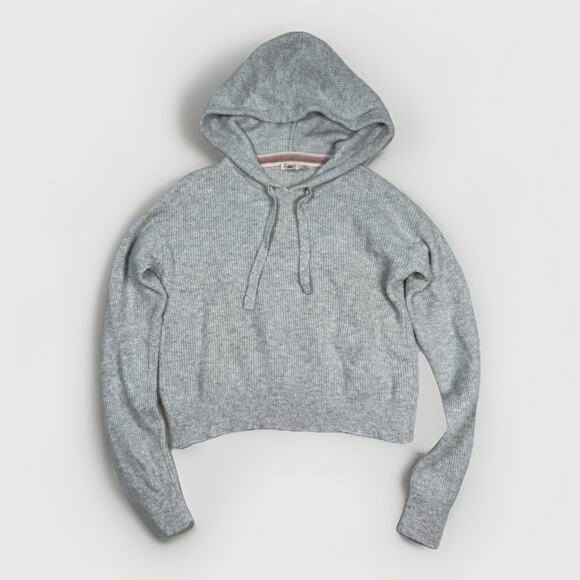 Faherty Tops - Faherty Cloud Cashmere Hoodie Sweater Women's Size Small Gray Ribbed Knit